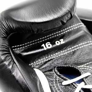 Precio al por mayor Guantes de boxeo ganadores negros hechos a medida 100% Guantes de boxeo ganadores de competición de Kickboxing MMA de cuero original - Product Image 6