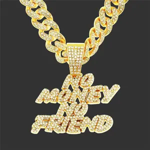 Pas d'argent, pendentif en or certifié Hip Hop, collier en diamant avec chaîne cubaine de 20 pouces, cadeau de bijoux pour votre petit ami