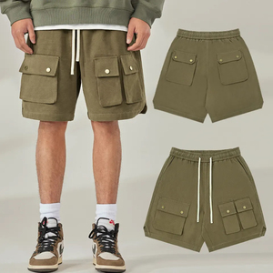 Pantalones cortos cargo multibolsillo de forro polar de algodón pesado personalizados para hombre al por mayor - Product Image 5