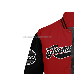 Chaqueta universitaria personalizada con tela de lana y mangas de cuero, cuello levantado de ajuste extragrande, decoración bordada con logotipo en la parte delantera de la chaqueta, con el logotipo en la parte delantera de la MCACVJ-69 - Product Image 5