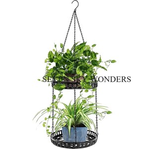 Pots de fleurs décoratifs et jardinières suspendues en métal Jardinière suspendue pour jardin et balcon Jardinière murale en métal à 2 niveaux faite à la main - Product Image 1