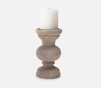 Porte-bougie en bois de manguier naturel artisanal de luxe avec silhouette tournée unique Décoration rustique en bois de tour