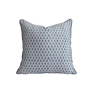 Hand Block Printed Cotton Piping Cushion Cover Crafted with Care Wholesale Silk Pillowcase Set for Lasting Quality
