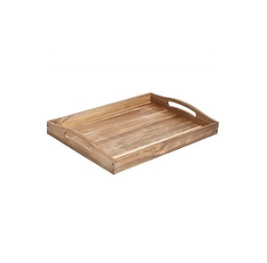 Bandeja de servicio de madera rústica de cocina personalizada con asas de metal, bandejas decorativas blancas anidadas para mesa de centro - Product Image 5