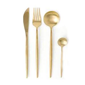 Juego de cubiertos de estilo occidental hechos a mano, cubiertos de diseño de mango largo hechos a mano con acabado dorado de acero inoxidable - Product Image 1