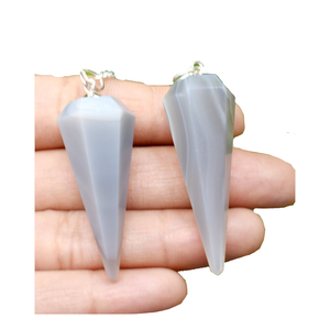 Péndulo de ágata gris de alta calidad, piedra preciosa de cristal natural, cono facetado, Péndulo de radiestesia para péndulos curativos de Reiki a la venta - Product Image 4
