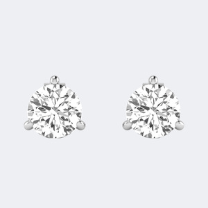 Boucles d'oreilles en diamant rond taille brillant 3,00 CTW, style classique à 3 griffes, diamant de laboratoire cultivé VVS VS, or blanc, or rose, bijoux - Product Image 3