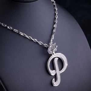 Bijoux de rappeur, pendentif personnalisé avec lettre, argent sterling 925, diamant moissanite, or rose bicolore avec fermoir en forme de cœur - Product Image 4