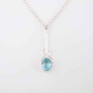 Colgante de Topacio Azul Cielo, Corte Cojín, Aleación de Cobre, Hecho a Mano, Forma de Lágrima, Joyería de Moda para Mujer, Certificado IGI, Diciembre - Product Image 1