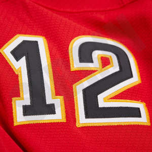 Camiseta de Hockey sobre Hielo Personalizada, Roja y Negra, con Logotipo de Tigre, Gráfico de Ciervo con Camuflaje Dorado, Nombre y Número 28 Bordados, para Hombre, Deportes de Equipo - Product Image 6