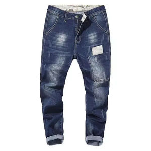 Jeans de Verano para Hombre, Corte Recto, Cintura Media, Denim Oscuro, Ajustados, Casuales, de Algodón, Desgastados, Ligeros, para Todas las Temporadas - Product Image 2