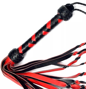 Cuero de vaca real doble pegado hecho a mano 9 "mango largo 12 colas cuero azotador látigos cazador - Product Image 3