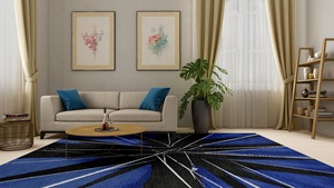 Alfombras de área de patrón abstracto de estilo persa de lana anudada a mano de pelo alto y juegos de sala de estar - Product Image 5