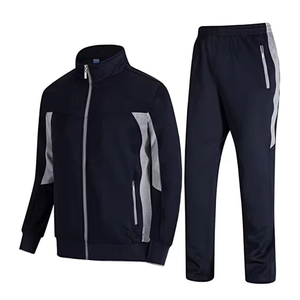 Conjunto Deportivo Azul Oscuro para Hombre, Chaqueta con Cierre Completo y Cuello Alto, Pantalones Largos, Marca Trackstar OEM, Etiqueta Privada - Product Image 1