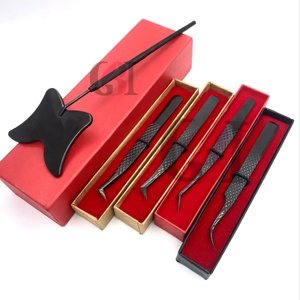 GETUP BROSONS IMPEX Pince à épiler professionnelle noire en acier inoxydable pour extensions de cils, nouveau style, effet miroir papillon - Product Image 1