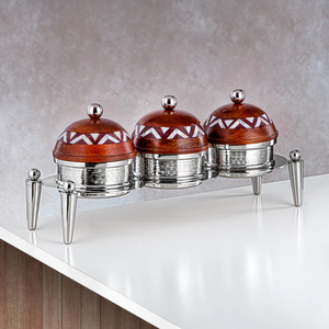 ชามถั่วเคลือบสีเงินและสีทองแบบอินเดียทันสมัยชามใส่ผลไม้ดีไซน์อาหรับสีทองและสีเงิน - Product Image 3