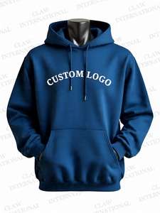 Vente en gros Pull à capuche unisexe 100% coton molleton d'hiver à motif solide imprimé personnalisé avec option de logo thermique pour hommes - Product Image 3