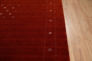 Alfombra de Lana Gabbeh Hecha a Mano, Color Rojo Ladrillo Quemado, Decoración Bohemia Minimalista, Alfombra de Área Roja Óxido, Alfombra Acogedora para el Hogar - Product Image 2