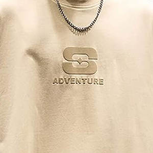 Camiseta de Manga Corta con Estampado en Relieve, Cuello Redondo, Corte Regular, 100% Algodón, Color Personalizado, Ropa Casual 2026, Camiseta con Estampado en Relieve para Hombre - Product Image 5