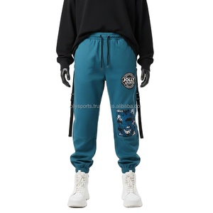 Pantalones Deportivos para Mujer, Algodón Premium, Felpa de Poliéster, 300 GSM, Color Verde Azulado, Panel en la Rodilla, Logotipo Personalizado por Transferencia de Calor - Product Image 1