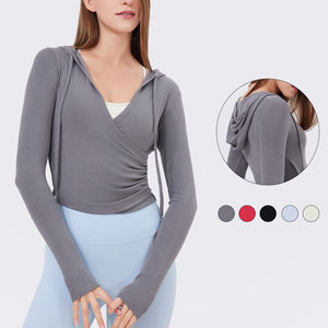 Top de Yoga ajustado de manga larga para mujer, sudaderas con capucha de secado rápido para correr, camiseta de especias dulces, deportes transpirables para mujer - Product Image 1