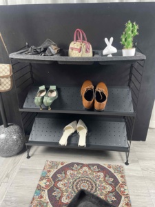 ชั้นวางรองเท้าเหล็กแปลงสภาพ3ชั้นทันสมัยชั้นแขวนสีดำทนทานพร้อมความจุขนาดใหญ่พิเศษบริการครบวงจรสำหรับ24คู่ - Product Image 6