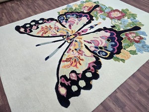 พรมขนสัตว์ทอมือคุณภาพสูงพรมลายสวนผีเสื้อพรมดีไซน์แบบแอบสแตรกต์ลายธรรมชาติได้แรงบันดาลใจจากการออกแบบสำหรับบ้านสมัยใหม่ - Product Image 3