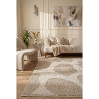 Moodi Shaggy Cream Kora Rug by Netline Home-Plush Polyester Living Room Bedroom Hallway Carpet