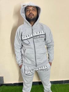 Chándal con logotipo personalizado de alta calidad, 100% algodón, Jersey pesado, Sudadera con capucha y pantalones de chándal, conjunto de chándales estampados en blanco para hombre - Product Image 6