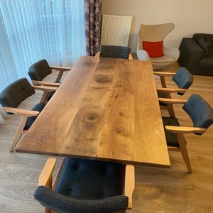 Handcrafted Live Edge Solid <b>Wood</b> <b>Dining</b> <b>Table</b> with Matte Black Steel Frame Legs Modern <b>Rustic</b> Industrial Farmhouse Kitchen <b>Table</b> - Product Image 2