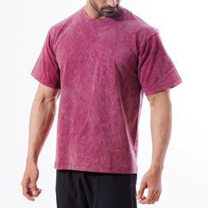 T-shirt lavable à l'acide personnalisable Mroon haute qualité 100% coton T-shirt à manches courtes à col ras du cou pour hommes - Product Image 1