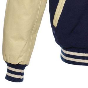 Veste de baseball universitaire en laine et cuir bleu marine, streetwear, personnalisable, OEM, confortable, pour hommes - Product Image 3