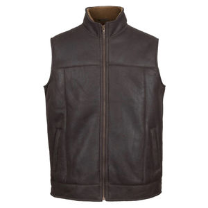 <b>Mens</b> Brown Genuine Leather Vest Motorbike Biker <b>Waistcoat</b> Sleeveless Simple Design Custom Logo OEM Service - Product Image 6