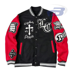 Vestes pour hommes Urban Street Bomber Jacket Hommes Hiver Broderie Lourde Réversible Coupe-Vent Avant Logo Fermeture À Glissière Veste - Product Image 1