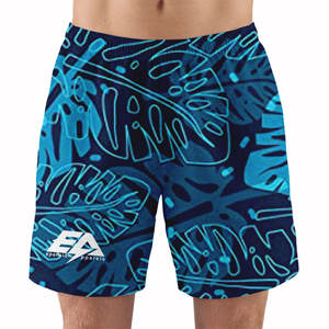 Short de bain en polyester à coupe courte pour homme, décontracté, tissé, avec deux poches profondes à l'ourlet latéral, couleur unie - Product Image 1