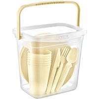 Ensemble de pique-nique portable moderne Afossa, 32 pièces, léger, durable, sans BPA, en plastique, assiettes, tasses, couverts, pliable, boîte de rangement 10L+