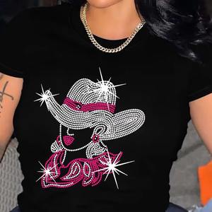 Camiseta con Pedrería para Mujer, Diseño de Moda, Nueva Llegada, Transpirable, Precio de Oferta - Product Image 2