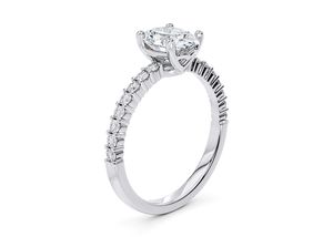 Anillo de Bodas de compromiso de diamante cultivado en laboratorio certificado IGI de corte ovalado de 1,5 quilates de inspiración vintage de oro blanco de 14K para ella - Product Image 4