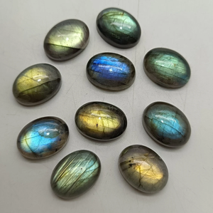 Piedras de labradorita arcoíris con destellos, cabujón ovalado, piedras sueltas con base plana para la fabricación de joyas, 13x18mm, gemas naturales, par. - Product Image 3