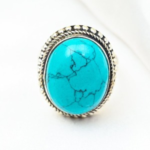 Boho Style 925 Sterling Silver Rhodium Plated <b>Turquoise</b> Gemstone <b>Ring</b> Handmade for Women Party Wedding Gift - Product Image 2