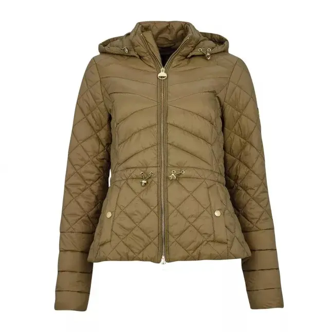 OEM individuelle braune Pufferjacken Damen Parka Daunenjacke Luftpolstermantel Kapuze lange Polsterung Damen Steppjacken Großhandel