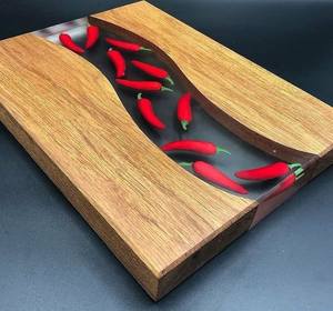 Plateau à fromage en résine époxy noyer Live Edge planche de service poignées en métal planche à charcuterie cadeau de mariage personnalisé pendaison de crémaillère - Product Image 5