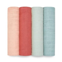 Vente chaude GOTS certifié 100% coton biologique unisexe bébé couverture solide Plaid tricoté Double couche Ultra doux mousseline nouveau-nés
