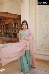 Festival de mariage de style indien et pakistanais Salwar Kameez Suit Waar Faux Georgette avec paillettes et fil brodé - Product Image 2