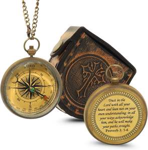 Porte-clés boussole classique en cuivre, motif circulaire incrusté, forme personnalisable, léger, écologique, pliable pour hommes et garçons - Product Image 1