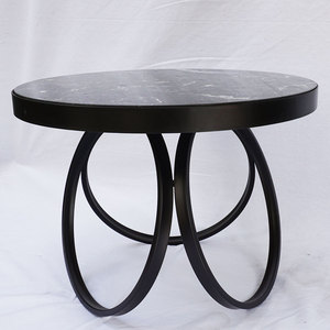 โต๊ะน้ำชาทรงกลมสไตล์โมเดิร์นฟาร์มเฮาส์ ขนาด 60x60x45 ซม. ท็อปหินเผาคุณภาพสูง ขาเหล็กโค้งมน รุ่น TT68109 - Product Image 3