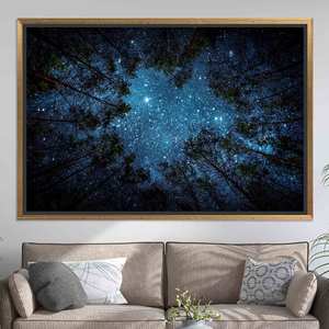 Arte impreso en lienzo: elegante escena de cielo nocturno, decoración moderna para pared, lienzo con marco dorado - Product Image 1