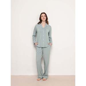 Conjunto de Pijama de Manga Larga para Mujer, Ropa de Bambú, Modal Suave con Spandex, Logotipo Personalizable, Conjuntos de Loungewear para Mujer, Tallas Grandes, Venta al Por Mayor - Product Image 3