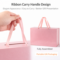 Boîte cadeau pliable personnalisée avec poignée en ruban, recyclable, pour ensemble de soins de la peau, poudre libre, emballage cosmétique, fermeture magnétique, personnalisable