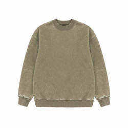 Men Acid Wash Drop Shoulder Sweatshirts 100% Cotton French Terry Unisex Crewneck <b>Mock</b> <b>Neck</b> 450GSM Sweatshirt For Men - Product Image 3